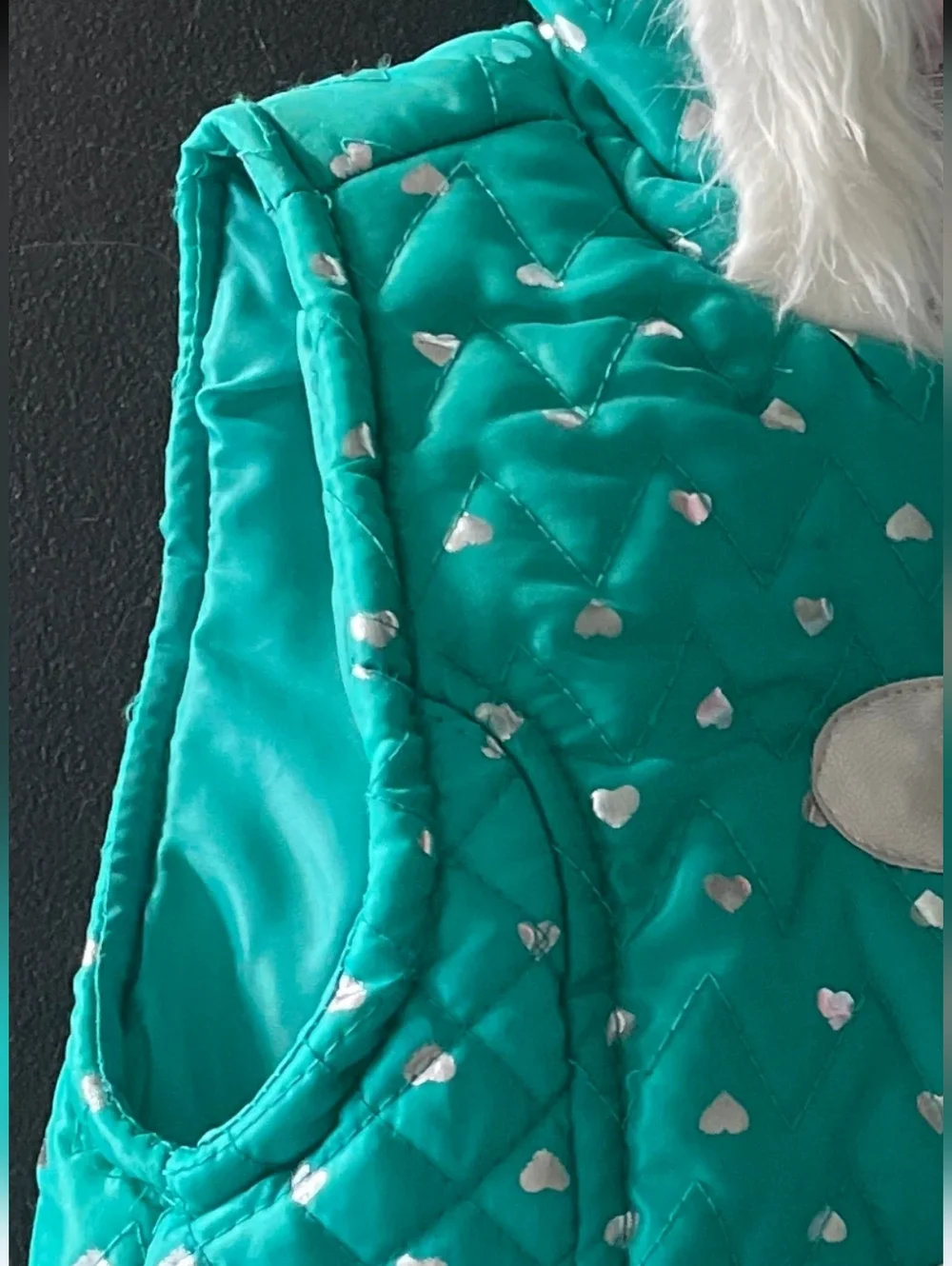 LITTLE LASS Puffer Quilted Fur Hooded Jacket Vest NWT